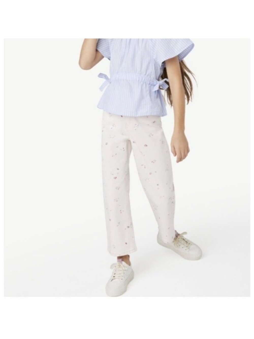 Gils Cream Orchid Floral Wide Leg Jeans, Free Assembly Size 18